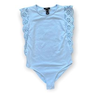 girls forever 21 light blue sleeveless ruffle girls bodysuit